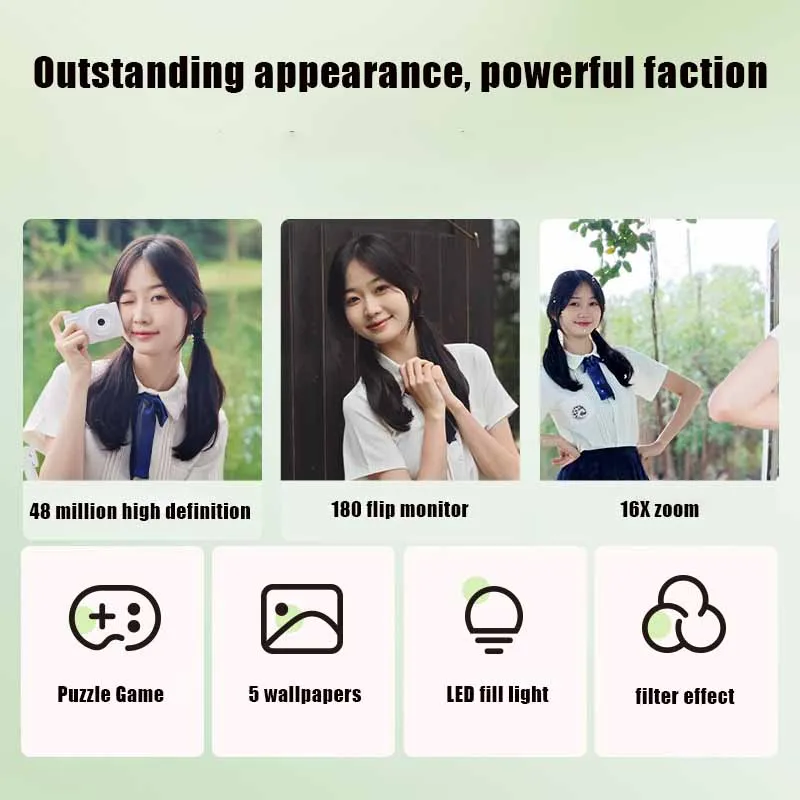 6400W high-definition flip screen mirrorless digital camera, card camera, shooting camera, entry-level CCD camera for students