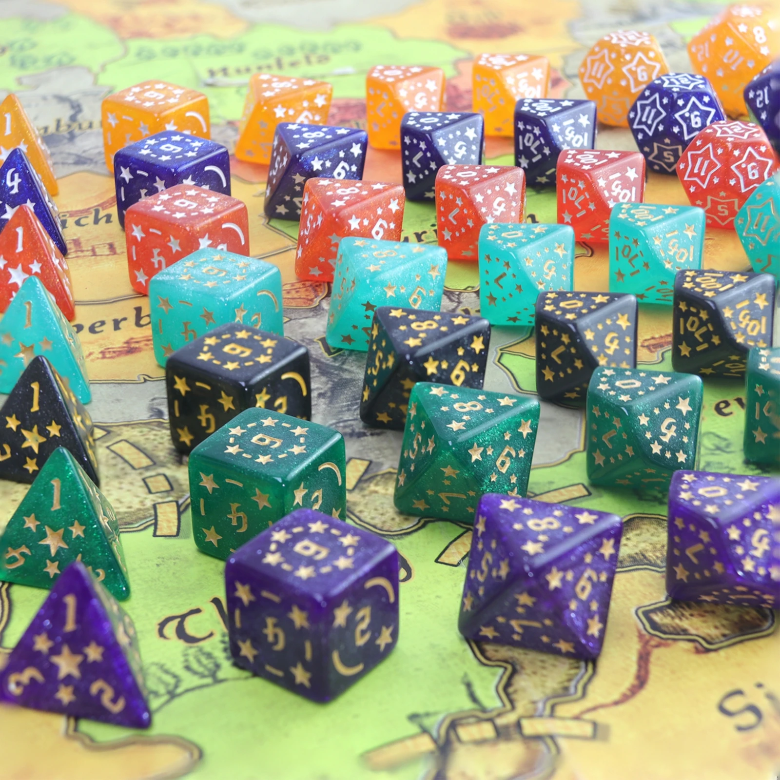 

Набор кубиков DND, 7 шт., многогранные кубики со звездным узором для настольной игры DND RPG, идеально подходят для любителей настольной игры