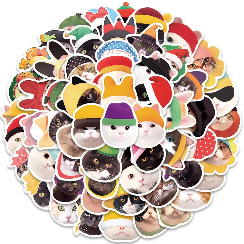 

59pcs Funny Cute Animal Cats Meme Stickers Waterproof Graffiti For Laptop Phone Luggage Guitar Diary Bicycle Car Vinyl Decals
