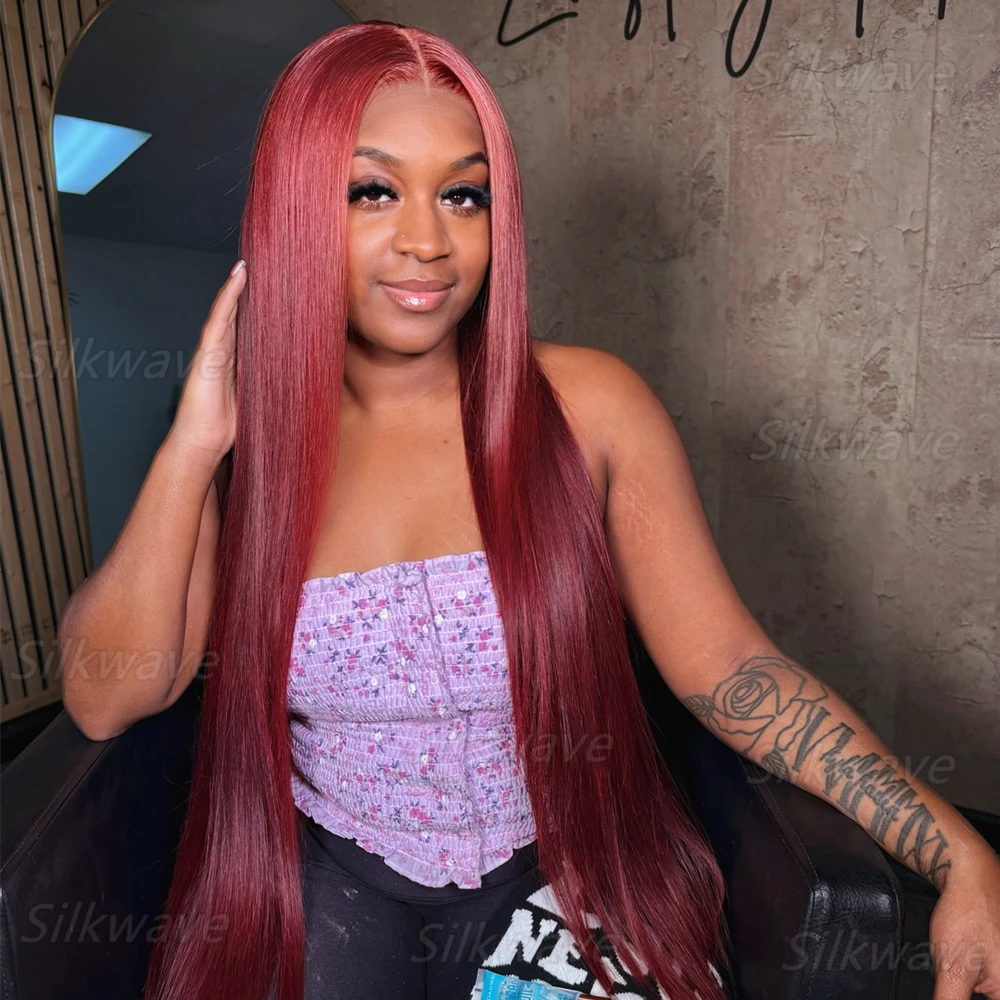 

99J Бордовый 13X6 Hd Парик из натуральных волос на кружеве Прямые парики на фронтальной части шнурка Винно-красные бразильские волосы для женщин 30 36 дюймов