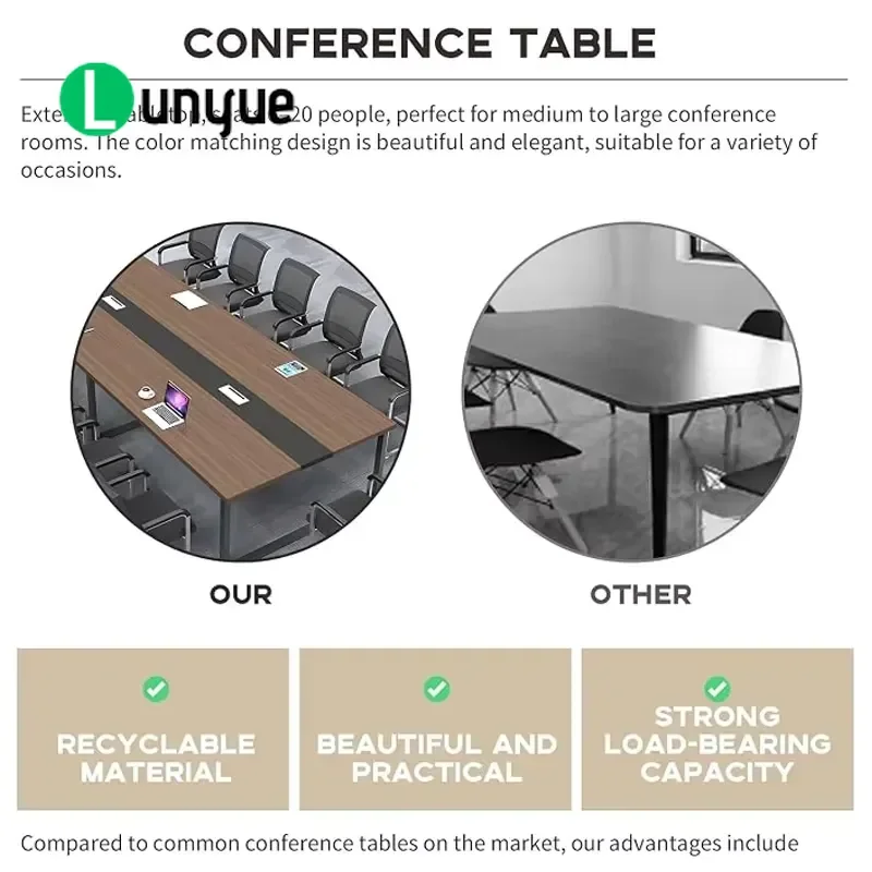 Modern Large Wooden Conference Table Set with Chairs for Office Building Administrative Meeting Room Durable Business