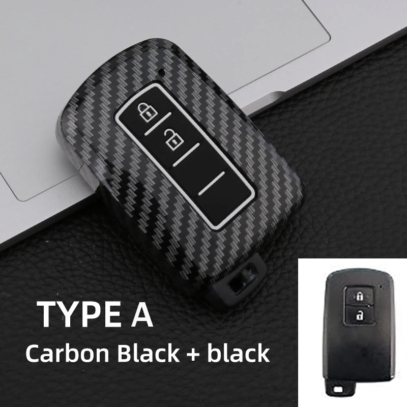 Etui na kluczyk samochodowy ABS Carbon do Toyota Prius CHR Aygo Corolla Yaris RAV4 Camry Land Cruiser Highlander Prado Auris Avalon Accessorie