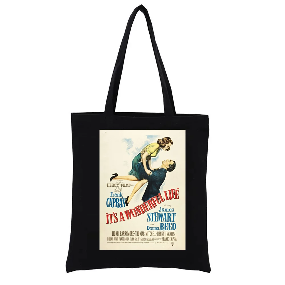 

Its a Wonderful Life Graphic Tote Bag Vintage Posters Print Shoppong Bags Women's Handbags for Women Fashion Funny Totebag Eco