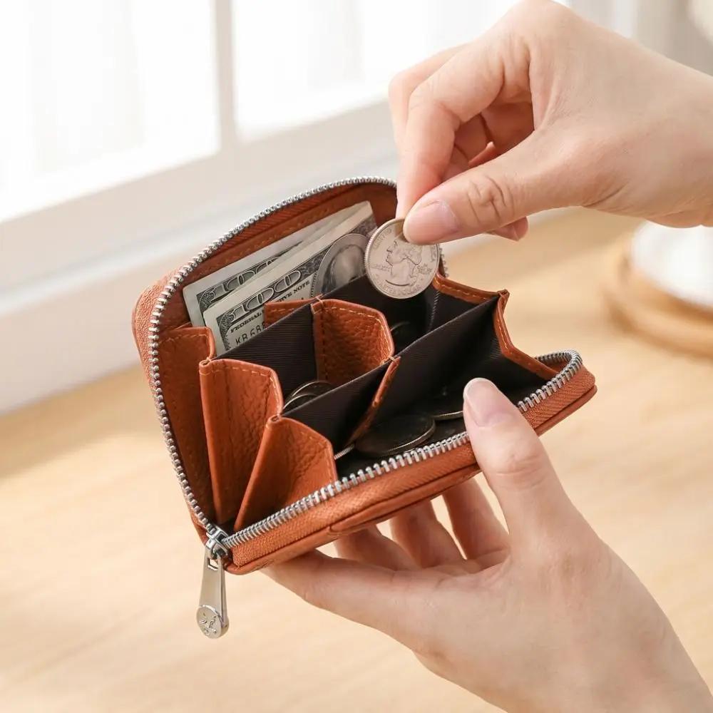 Coin Pouch Portable Women's Wallet Solid Color Multi slot Zipper Card Holder Multiple Card Fashion Card Bag Student