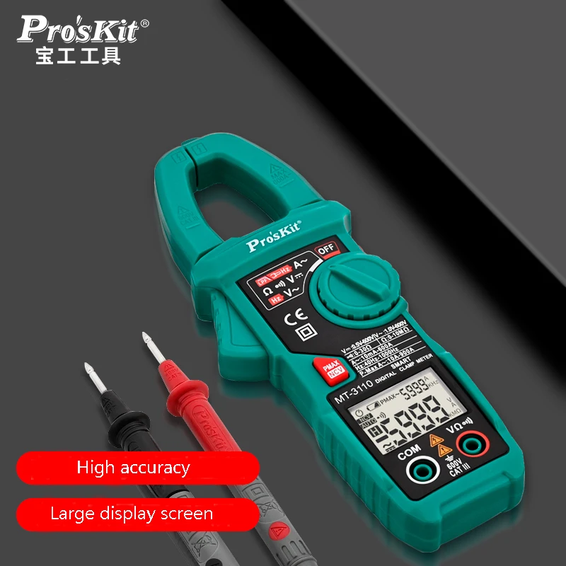 

Pro'skit MT-3110-C Многофункциональные интеллектуальные клещи Цифровой мультиметр Цифровые клещи с большим экраном Измеритель тока постоянного/переменного тока