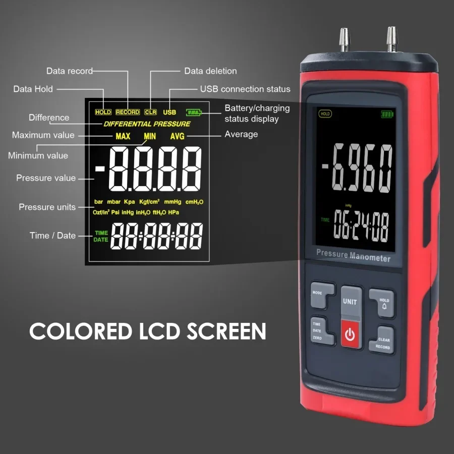 

Utility MAN-420Handheld Digital Pressure Gauge,digital Differential Negative Instruments,wind Pressure Measurement,with Digital