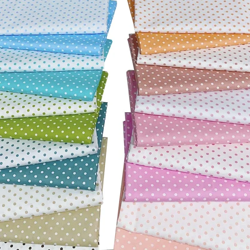 100%Cotton Twill GREEN PINK BROWN BLUE ORANGE KHAKI white polka dot fabric for DIY Cushion Patchwork Handwork HOME Decor Textile