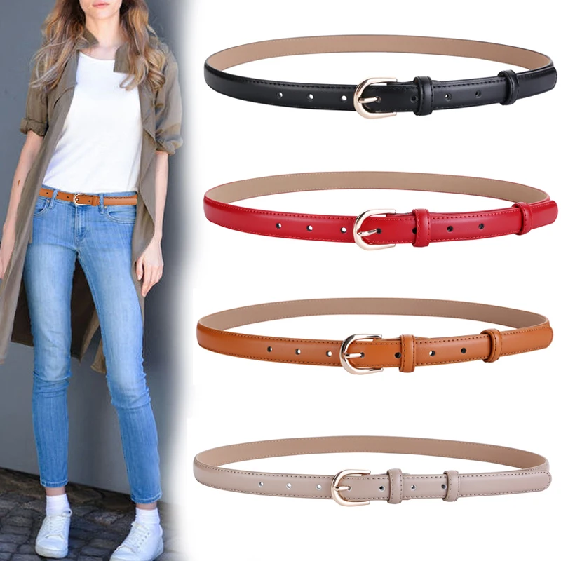 Women's belt genuine leather fashion casual simple everything matching decoration cowhide pants belt white jeans small belt