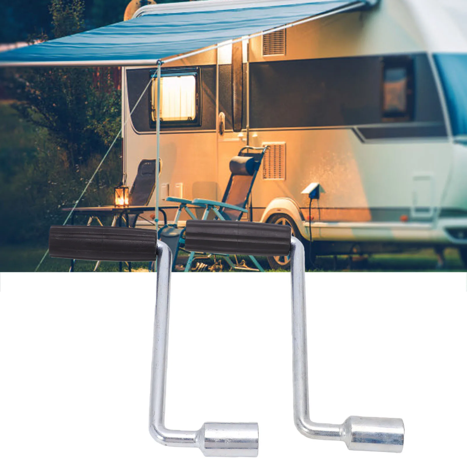 2PCS Trailer Crank Handle High Efficiency Galvanized Iron Stable Campers Jack Crank Handle for Truck RV Accessories