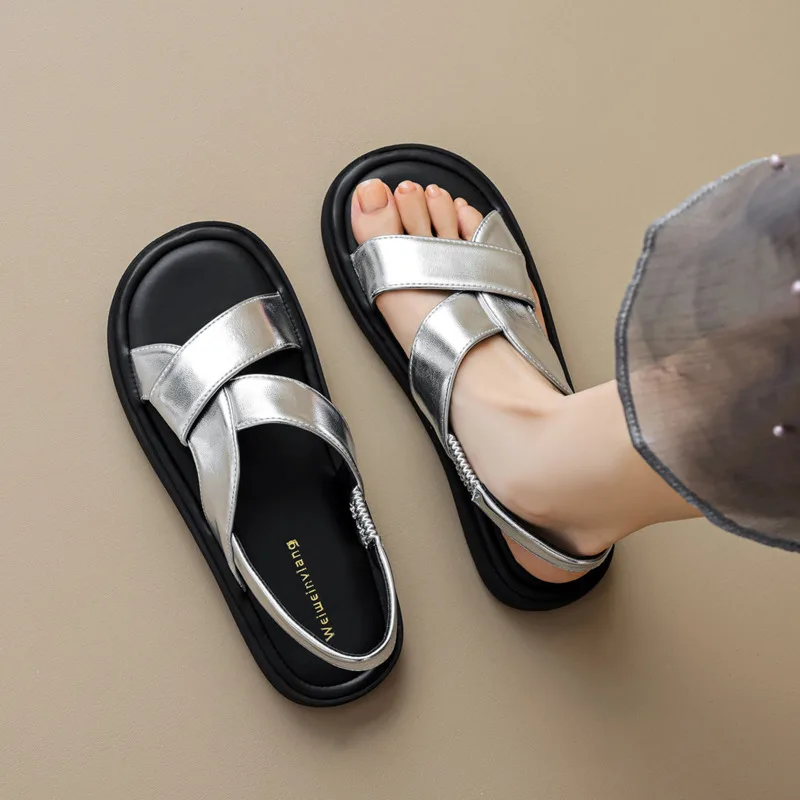 

Women's Sandals 2026 Summer Outdoor Flat Sandals Korean Style Simple Fashion Flat Shoes Ladies Casual Shoes Size 41-43