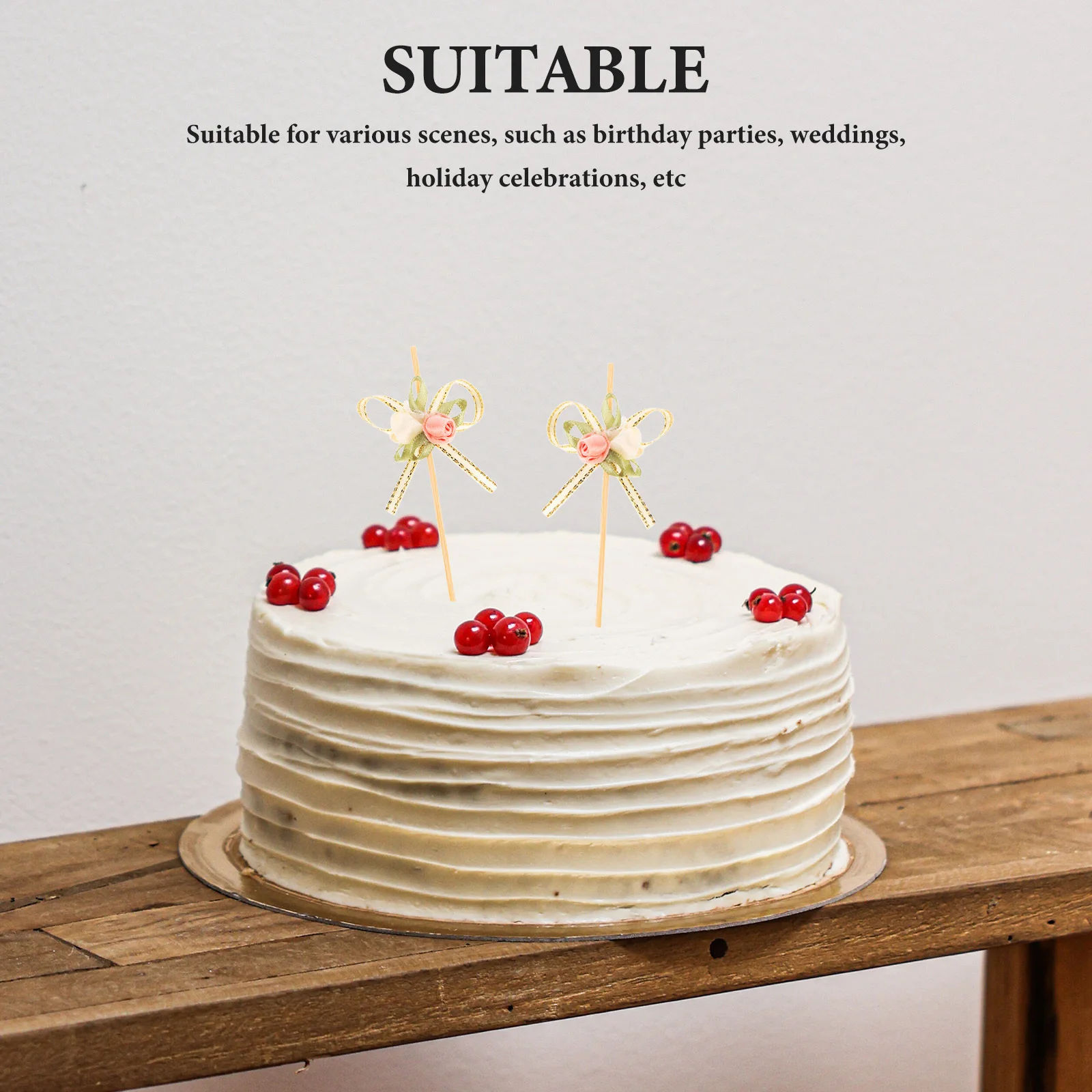 

100pcs Fruit Picks Wooden Cocktail Sticks Elegant Decorative Appetizer Toothpicks For Wedding Party Dessert Decoration