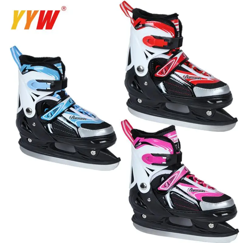 New Ice Hockey Shoes Inlinethermal Professional Women Adult Kids Ice Blade Skates Figure Skating Shoes Adjustable Blue Pink Red