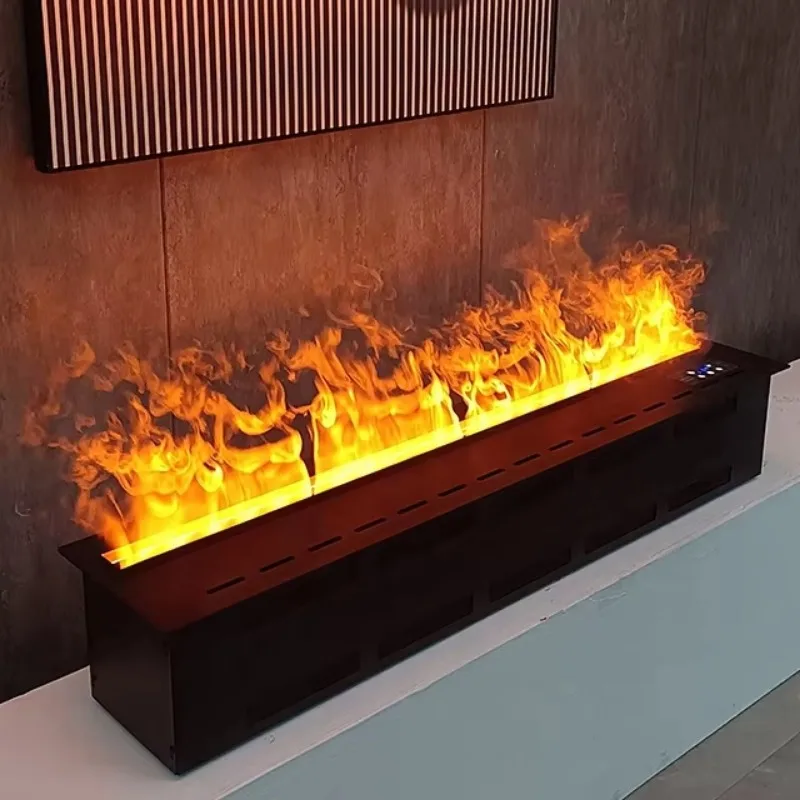 Customised Freestanding Electric Fireplace LED 3D Thermostat Remote Control Steel Mantel Metal Insert Household