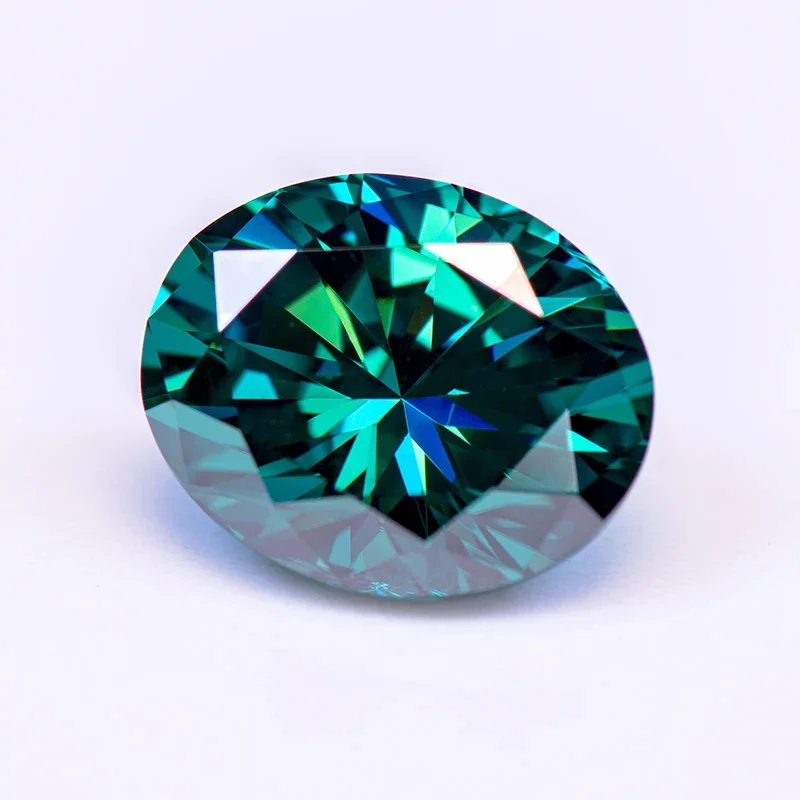 Moissanite Gemstone Natural Color Emerald Green Oval Cut Lab Grown Diamond For Charms Women Jewelry Making With GRA Certificate