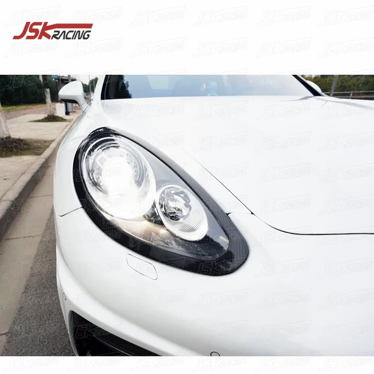 High Quality Carbon Fiber Eye Lids for 2014-2015 Porsche Panamera 970 Car Front Headlight Eyebrow Eyelids Modified Upgraded