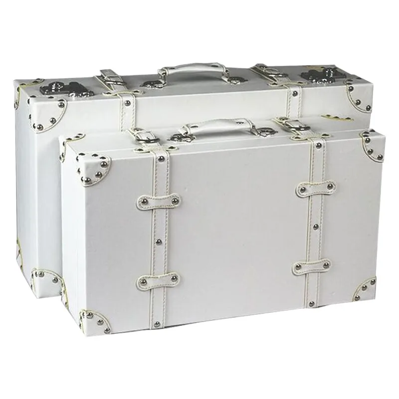 

Vintage White Minimalist Leather Suitcase - Decorative Storage Trunk, Travel Luggage, Shop Window Display Prop, Home Decor