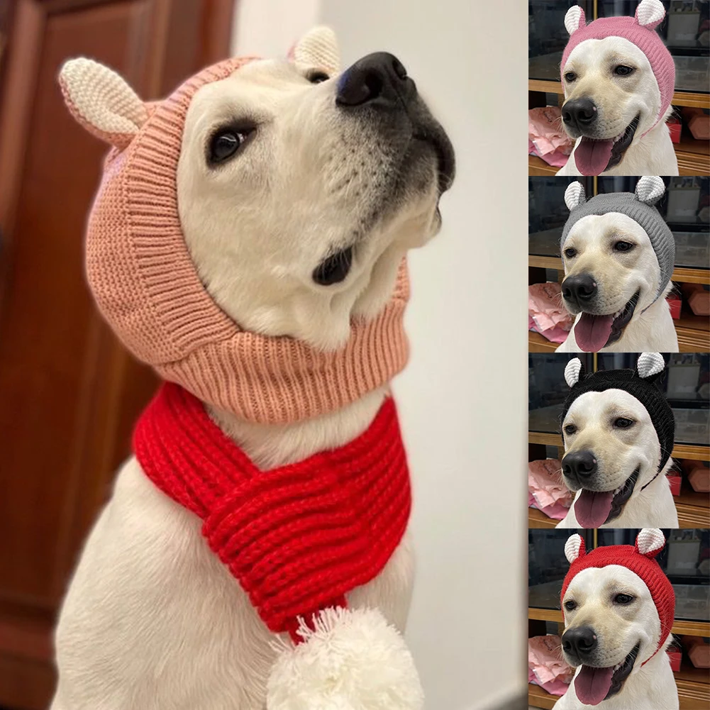 Winter Warme Hundemütze Ohrenschützer Lärmschutz Winddichte Haustierohren Abdeckungen Gestrickte Ohrenschützer Für Kleine Mittelgroße Welpen Zubehör