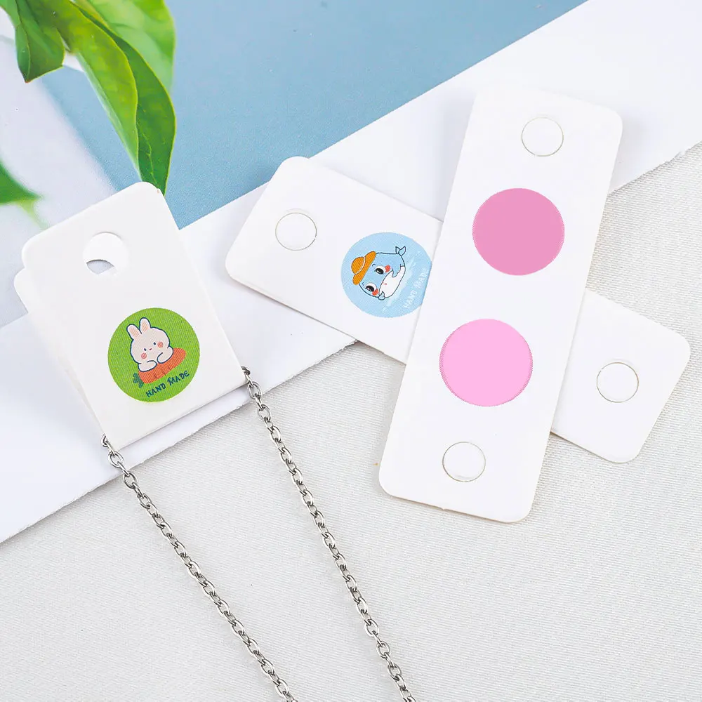 50/100pcs Jewelry Display Card Price Tag Cute Cartoon Foldable Kraft Paper Card Necklace Bracelet Hairband Hanging Tag Label