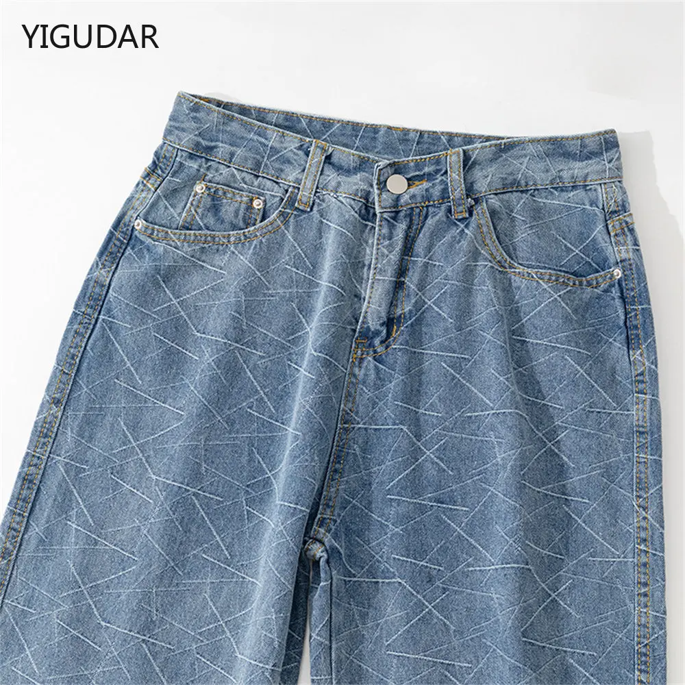 

Trendy High Street Washed Jeans Men's Retro Loose Street Hip-hop Straight Casual Trousers men jeans mens loose jeans