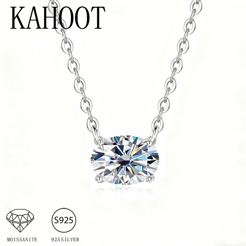 

A simple and high-quality 925 sterling silver 1-carat oval moissanite pendant necklace as a gift.