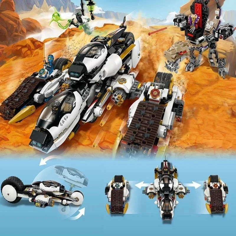 1135pcs 4in1 Ultra Stealth Raider Chariot Building Blocks Snake Figures Fit 70595 Bricks Toys For Birthday Gifts