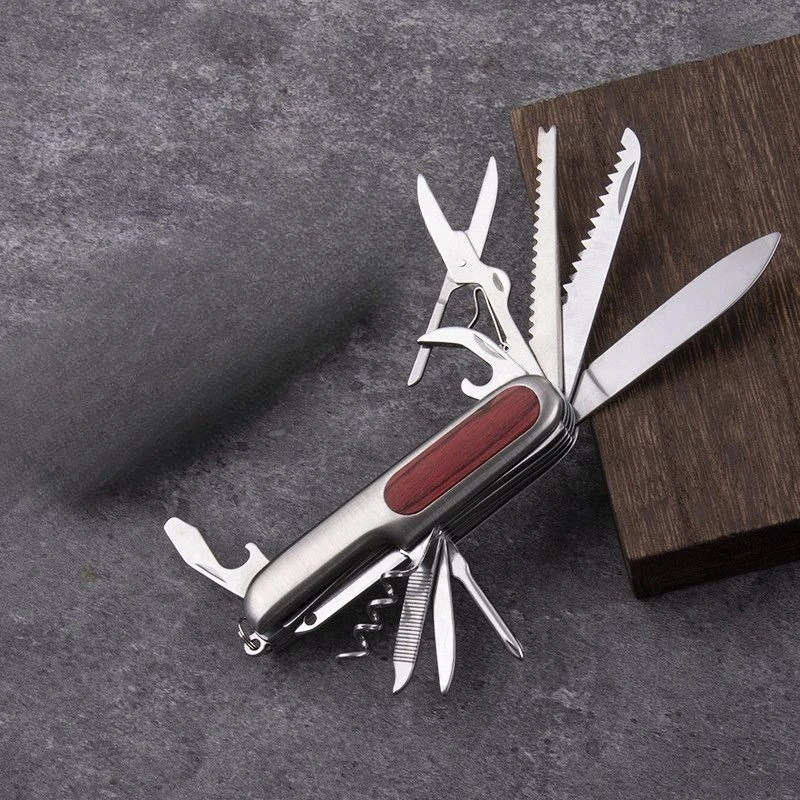 10 in 1 Multifunctional Swiss Folding Knife Stainless Steel Portable Outdoor Camping Survival Tool with Pliers, Bottle Opener view 4