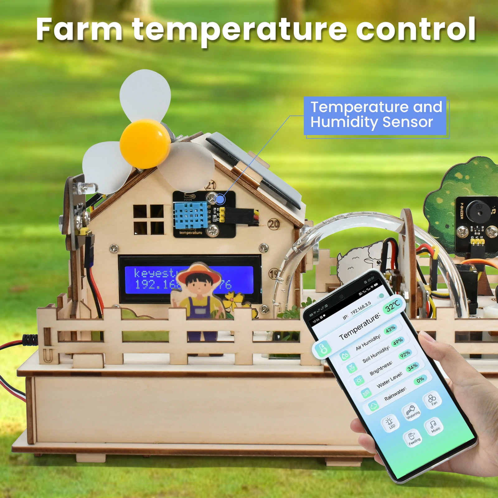 Keyestudio ESP32 Smart Farm Kit For Arduino&Scratch Programming Projects DIY Electronic Kit With Solar Panel System+Gift package