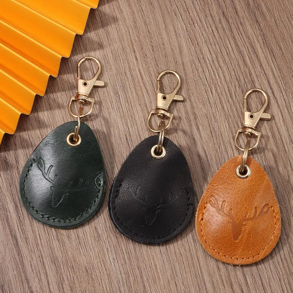 Leather Access Card Case Anti-lost Fingerprint-proof Card Holder Keychain Accessories Anti-fall Access Card Bag Universal image 2