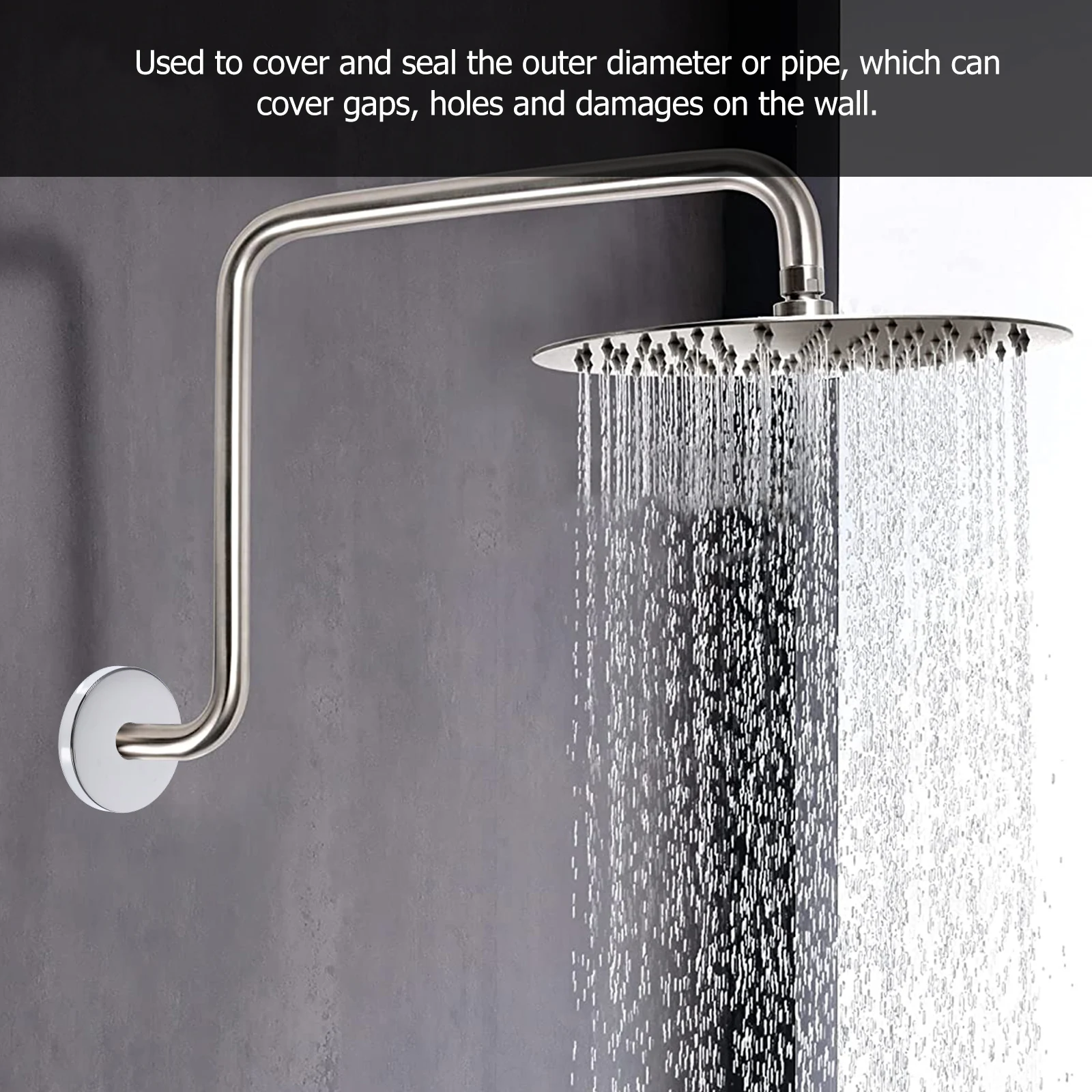 

Stainless Steel Flange Decorative Pipe Wall Plate Water Heater Oversized Split Durable Easy Install No Tools Shower for Plumbing