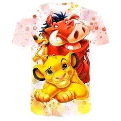 2024 estate Disney The Lion King Simba 3d Print T Shirt bambini magliette a maniche corte Casual ragazzi ragazze top uomo donna abbigliamento