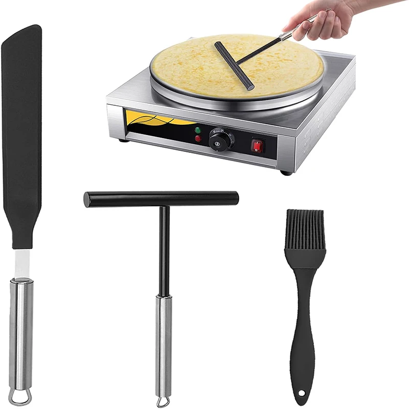 Stainless Steel French Crepe Spreader Crepe Spreader and Spatula Kit Pancake Like Batter Spreading Tools Pancake Cooking Tools