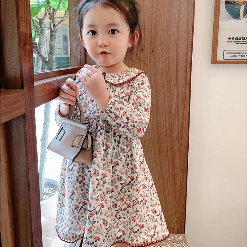 

Girls' dress princess style floral round-neck dress doll dress26New Spring and Autumn Children's Clothing Wholesale