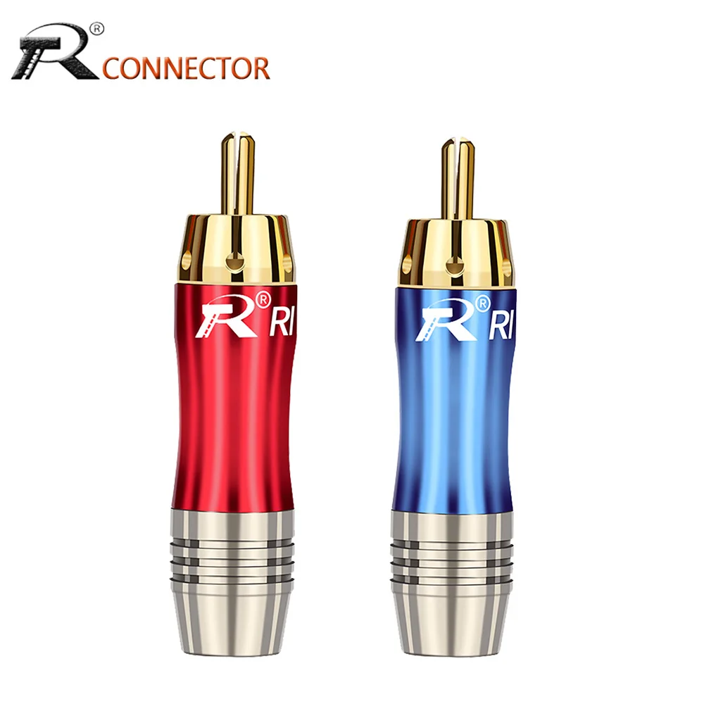 1 para/2 szt. Złącze RCA przewód wtyk męski/żeński Adapter audio niebieski i czerwony Pigtail wtyczka głośnikowa do kabla 8mm pozłacany