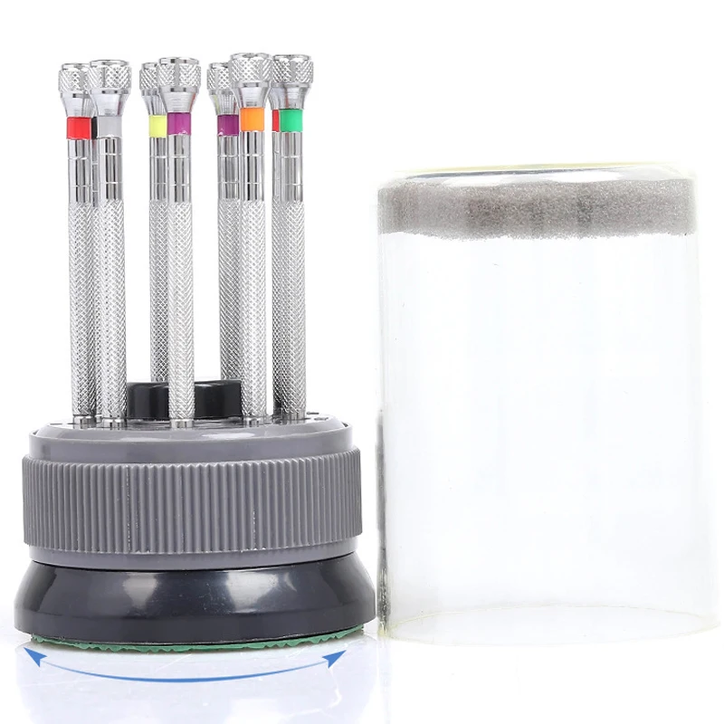 طقم أدوات إصلاح الساعة ، 9 أجزاء ، قاعدة دوارة ، فولاذ نقي ، 5978 ، أحجام مختلفة