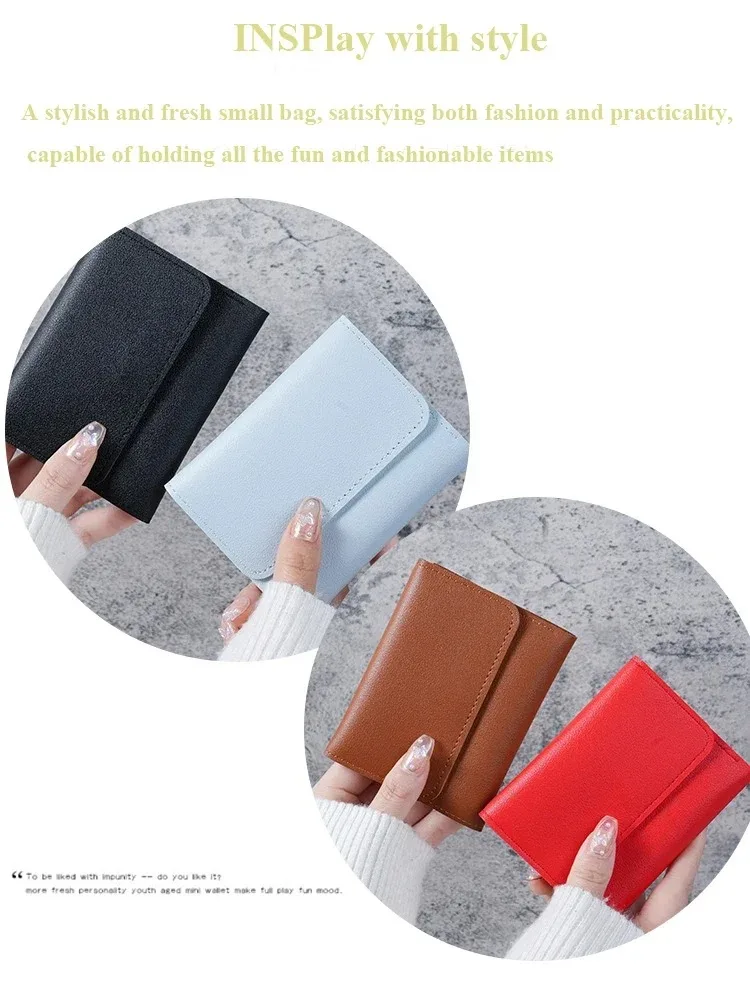 Modische Ultradünne Dreifach Gefaltete Damen-Kurzbörse, Glatte Oberfläche Multi-Kartenhalter Mini-Geldbörse Ideales Tägliches Geschenk für Frauen – Detail 6