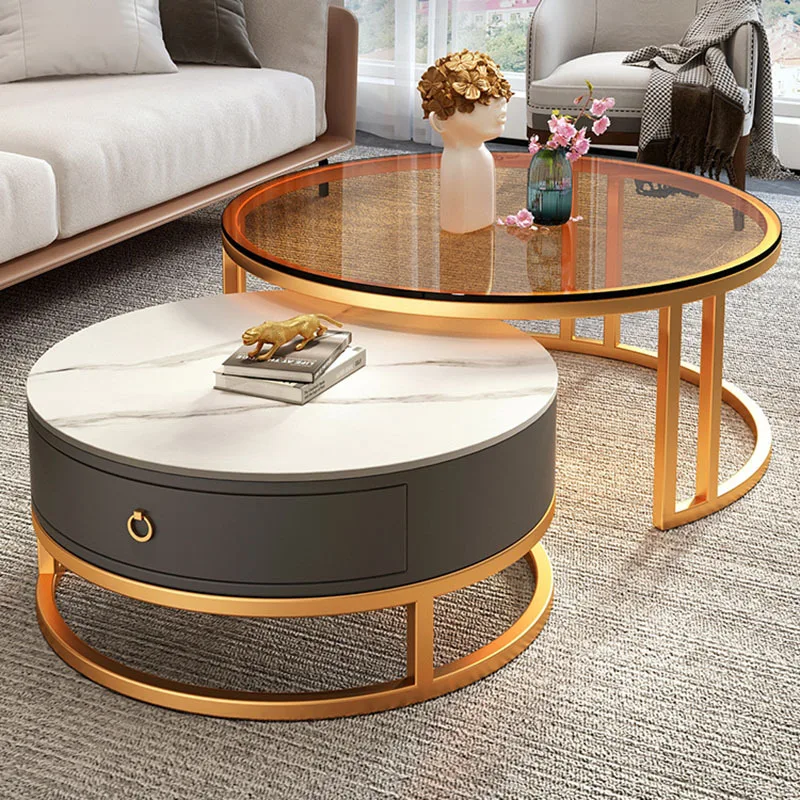 Desk Center Living Room Tables Round Books Floor Computer Writing Tables Transparent Design Salontafel Nordic Furniture HY50CT