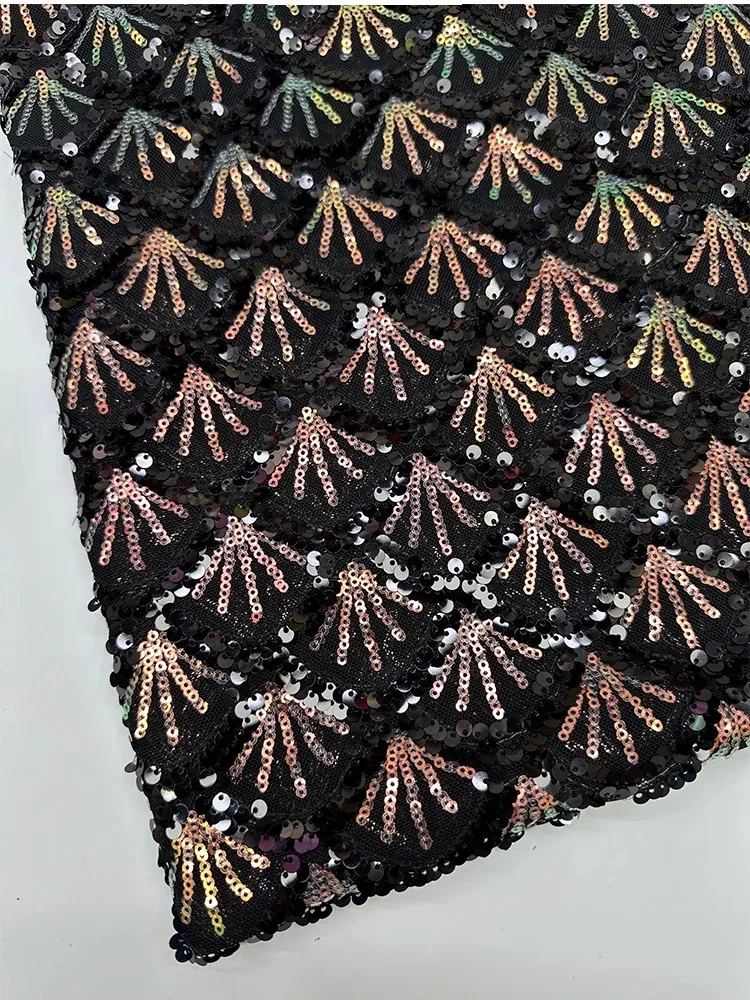 1yard Fully covered shell-shaped metallic embroidery tissu new gauze fabric for clothing Dress and wedding cheongsam fabric
