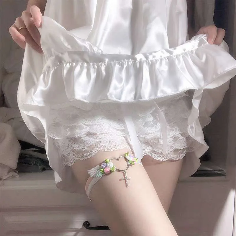 Lace Trim Layered Ruffle Bloomers Shorts Lolita Style Mid Waist Bow knot Decor Frilly Panties Women Solid Color Plaid Shorts