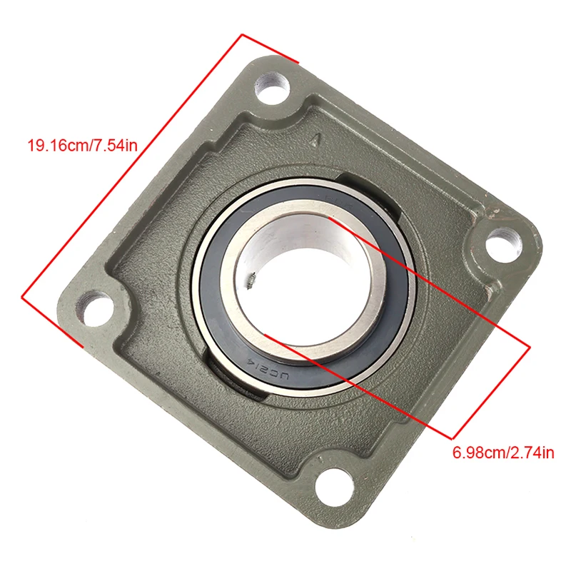 Square thickened outer spherical bearing with seat sleeve 4 bolt installation bearing hole square flange gasket block