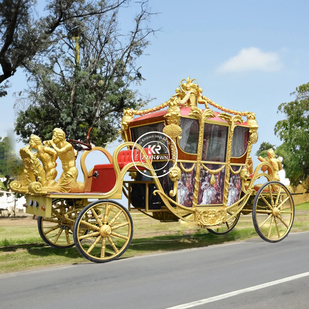 Carro turístico con techo Carro comercial clásico europeo Carro salchoso de 4 ruedas