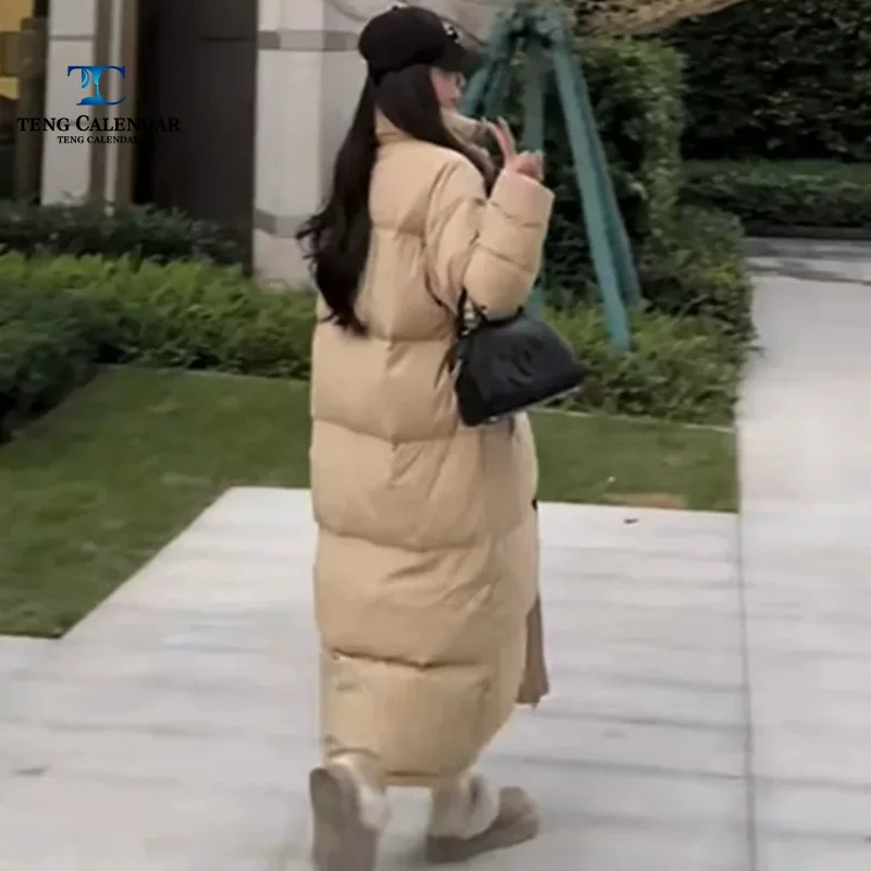 Winter Down Jacket Cotton Jacket, Korean Style Loose and Thick Stand Up Collar Knee Length Warm Jacket, Women's 2026 New Model
