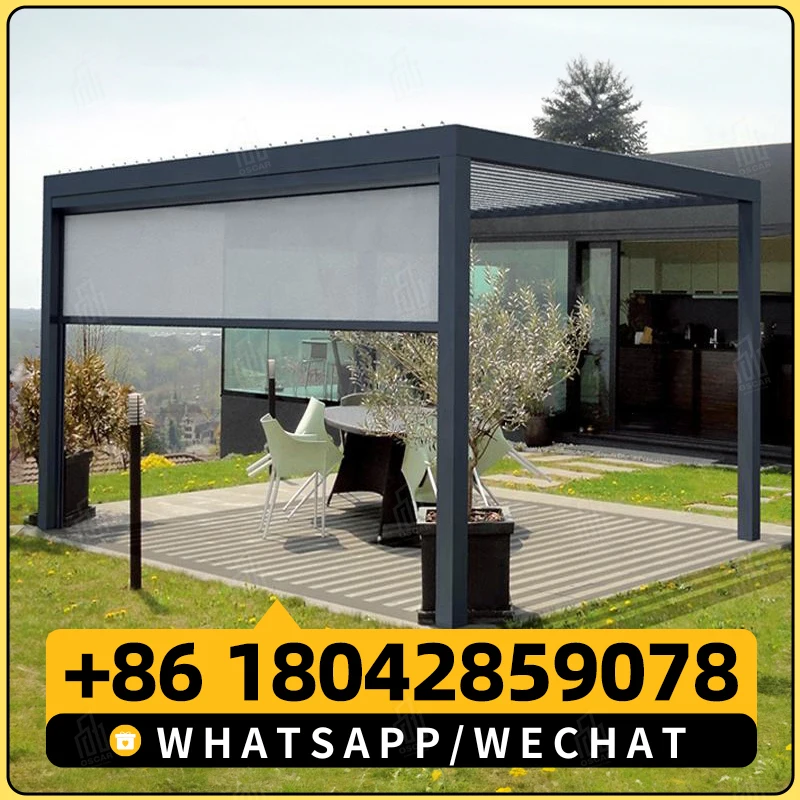 Customized Patio Outdoor All Season Luxury Modern Metal Steel Tub Top PC Panel Cover Gazebo