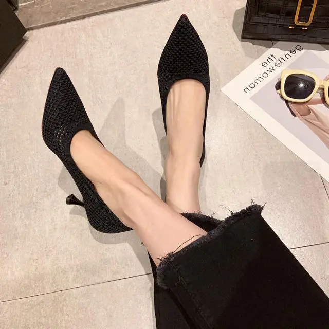 Summer New Women Pumps Fashion Mesh Breathable Pointy Women High Heel Shoes Sexy Stiletto Party Women Shoes Zapatos De Mujer