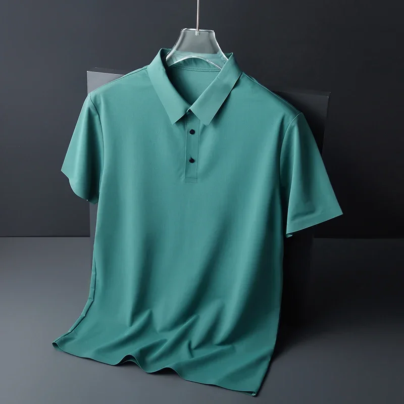 10 Color Men\'s Thin Polo Shirt Summer New Ice Silk Popular Business Casual Breathable Lapel Polo Shirt for Man Brand Clothing