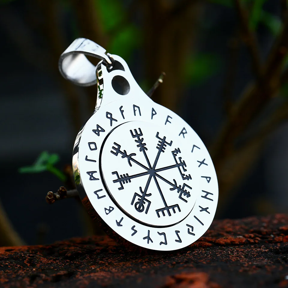 BEIER 2022 New Fashion Special Design Viking Runes Compass Wolf Pendant Retro Rotatable Pagan Amulet  Jewelry Ordin Wholesale