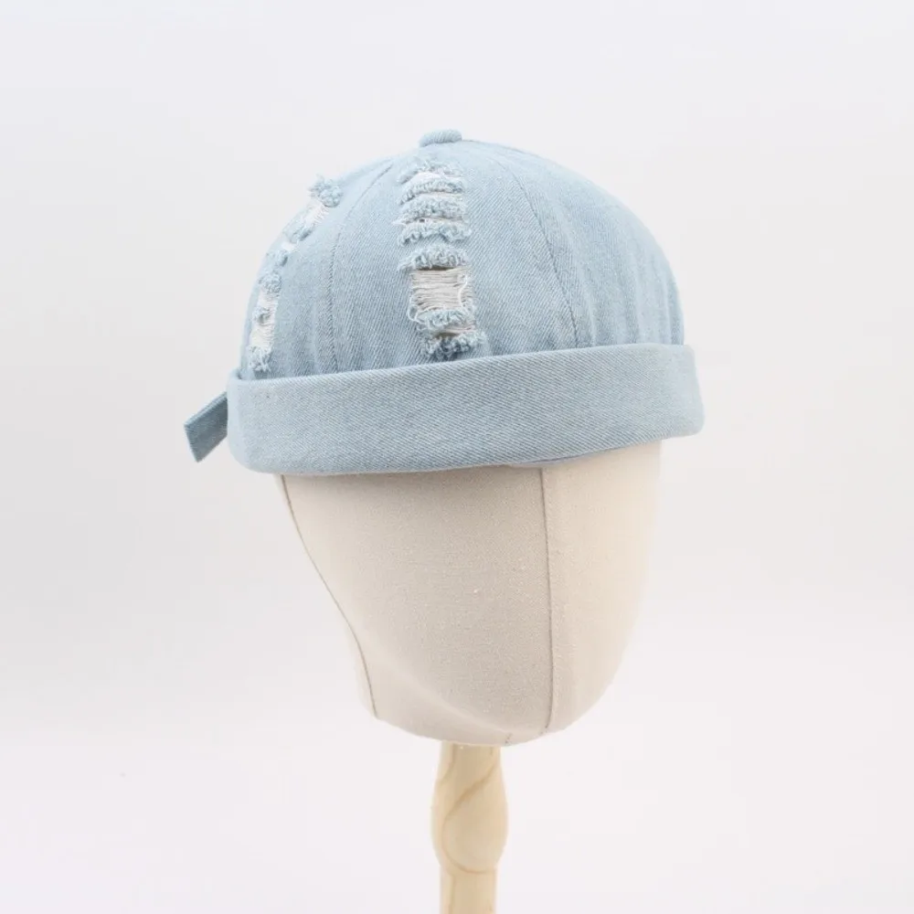 خمر الدنيم Brimless قبعة قبة بلون البطيخ دوكر قبعة الثقوب القديمة دون قناع غطاء دلو للجنسين