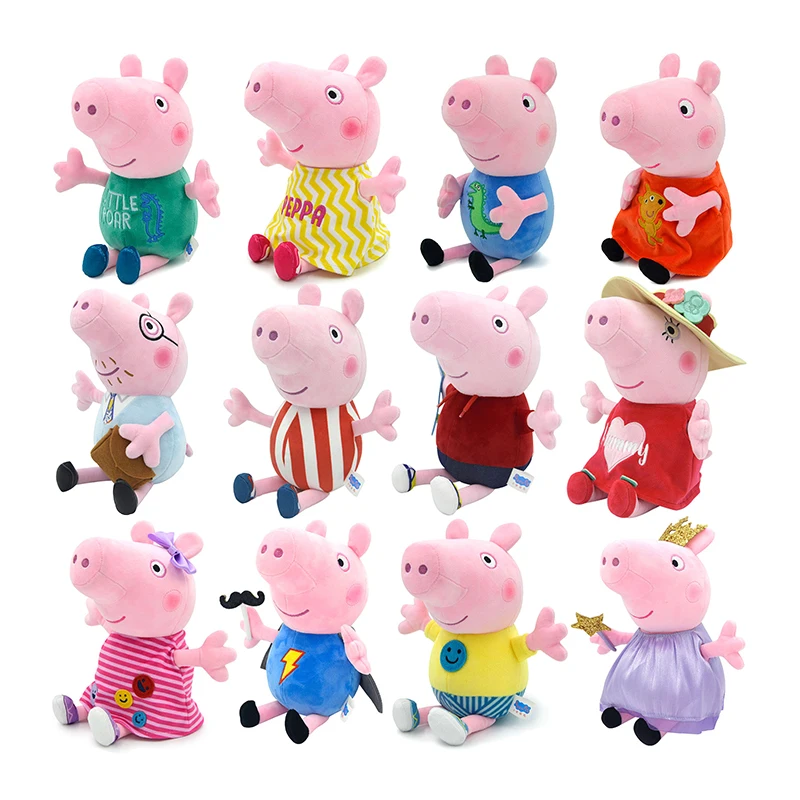 Peppa Pig 30CM Plush Stuffed PP Cotton New Clothing Doll Pig Family Mom Dad Model Kids Toys Anime Figure George Birthday Gifts