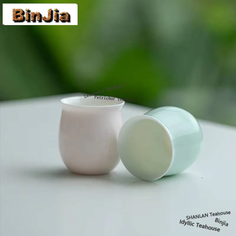 

2pc/lot Solid Color Glazed Tea Cup Zen Ceramic Reverse Master Cup Small Tasting Mug Luxury Water Jug Fragrance Cup Teaware 60ml