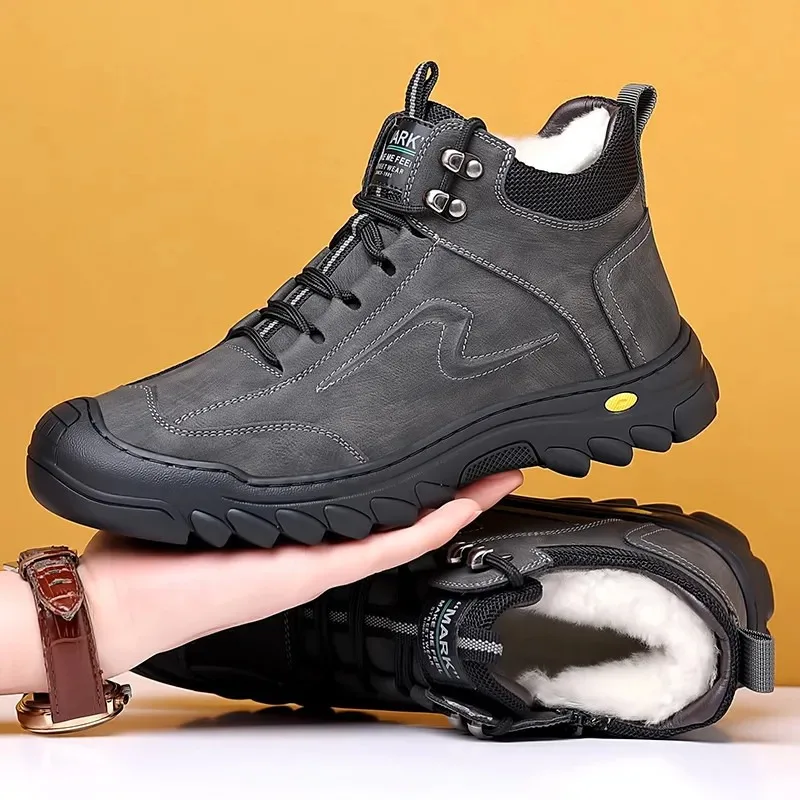 

Winter Men's Shoes Outdoor Non-slip Platform Boots Thickened Plush Warm Cotton Shoes Men's Snow Boots Winter Casual Cotton Boots