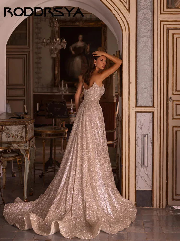 RODDRSYA vestido de novia brillante sin tirantes, línea A, tul precioso, Princesa, brillante, cremallera trasera, fiesta nupcial vestido de novia brillante sin tirantes, línea A, tul precioso, Princesa, brillante, crem